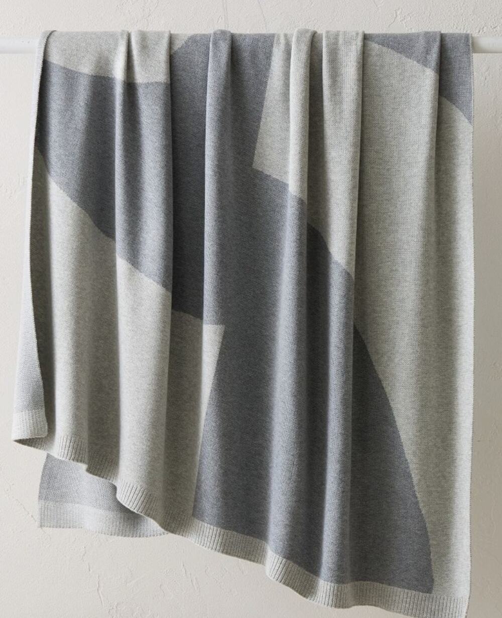 New West Elm Brook Throw Blanket Gray Melange Modern